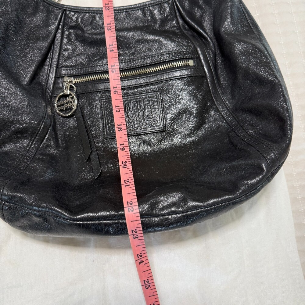 Coach Poppy Black Shoulder Bag M1069‑16374 Mint Condition, Silver Hardware, Rare - Picture 10 of 15
